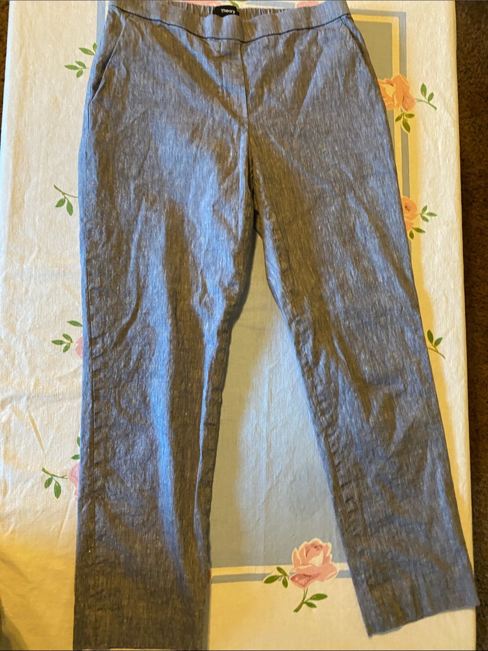 Theory Men's Slate Gray Linen-Blend Chinos